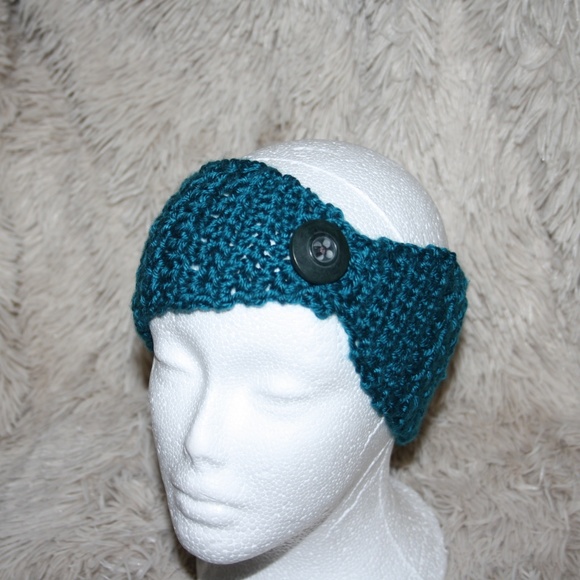 Peacock Turquoise Winter Earwarmer Head wrap - Picture 4 of 5